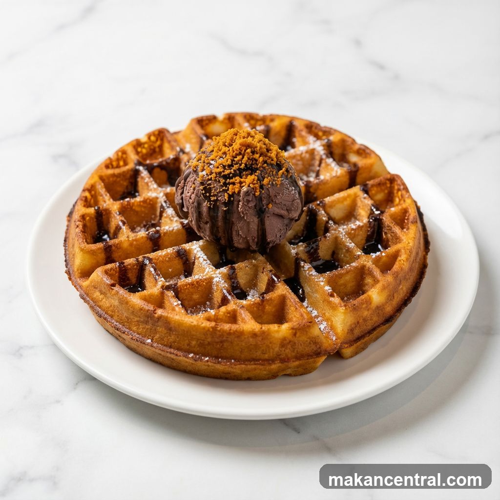 Chocolate Waffle with Ice Cream