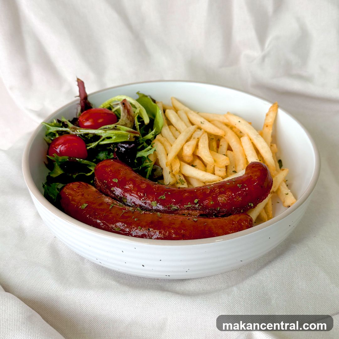 Sausages with Fries and Salad