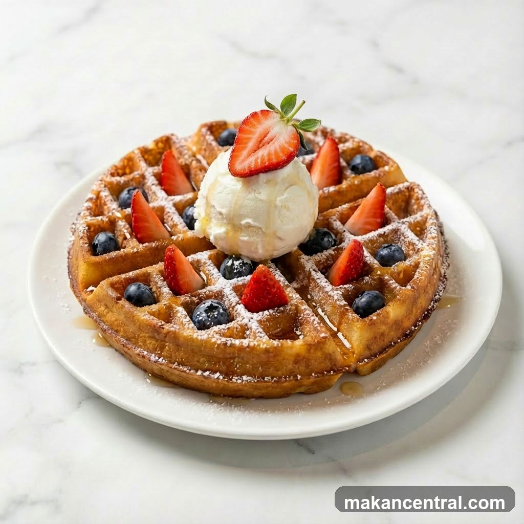 Waffle with Ice Cream and Berries