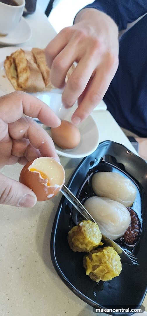 Soft-boiled eggs and dim sum