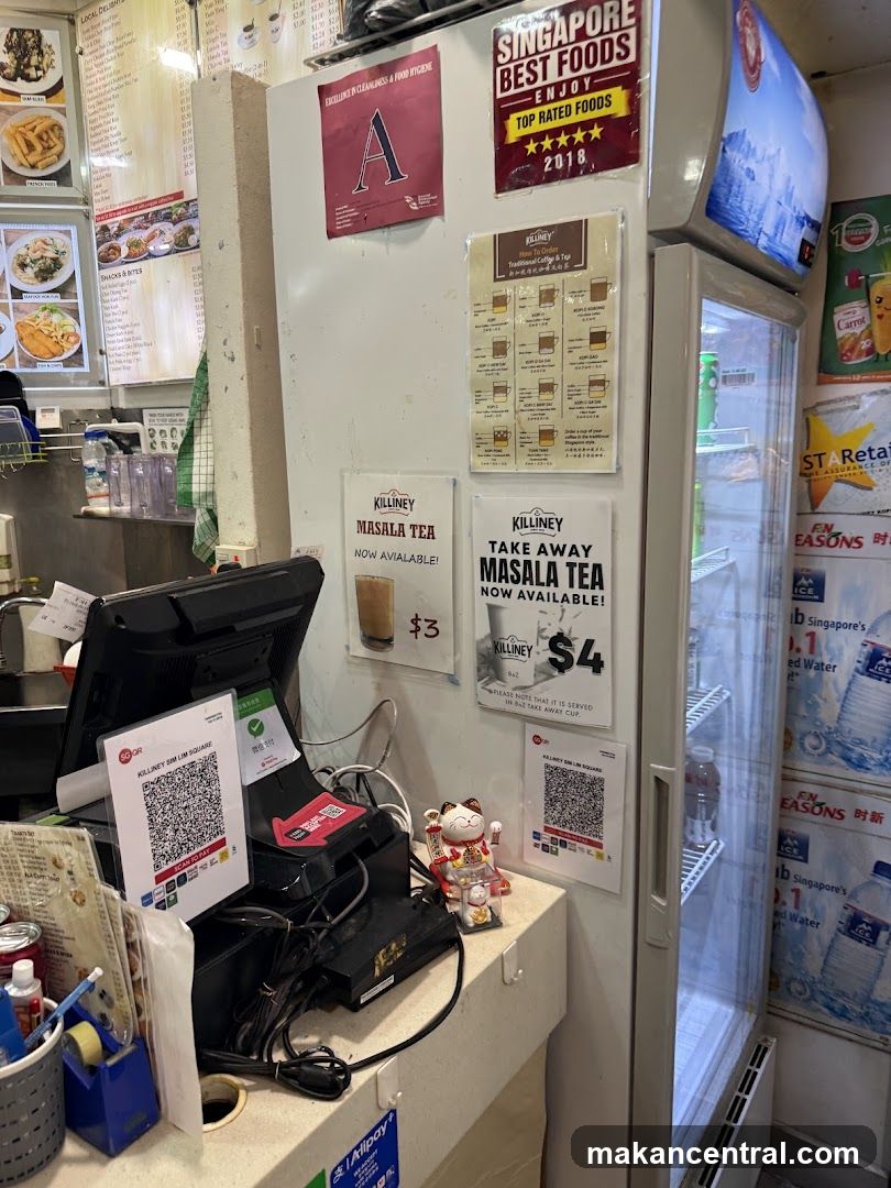 Counter with payment terminals and promotional materials