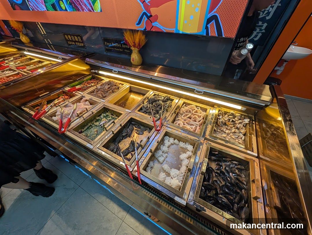 Buffet Display with Seafood and Meats
