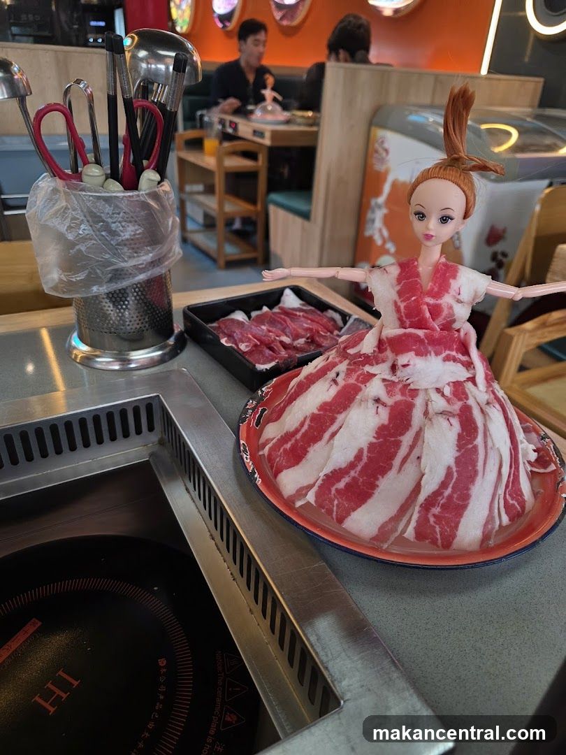 Doll dressed in thinly sliced beef