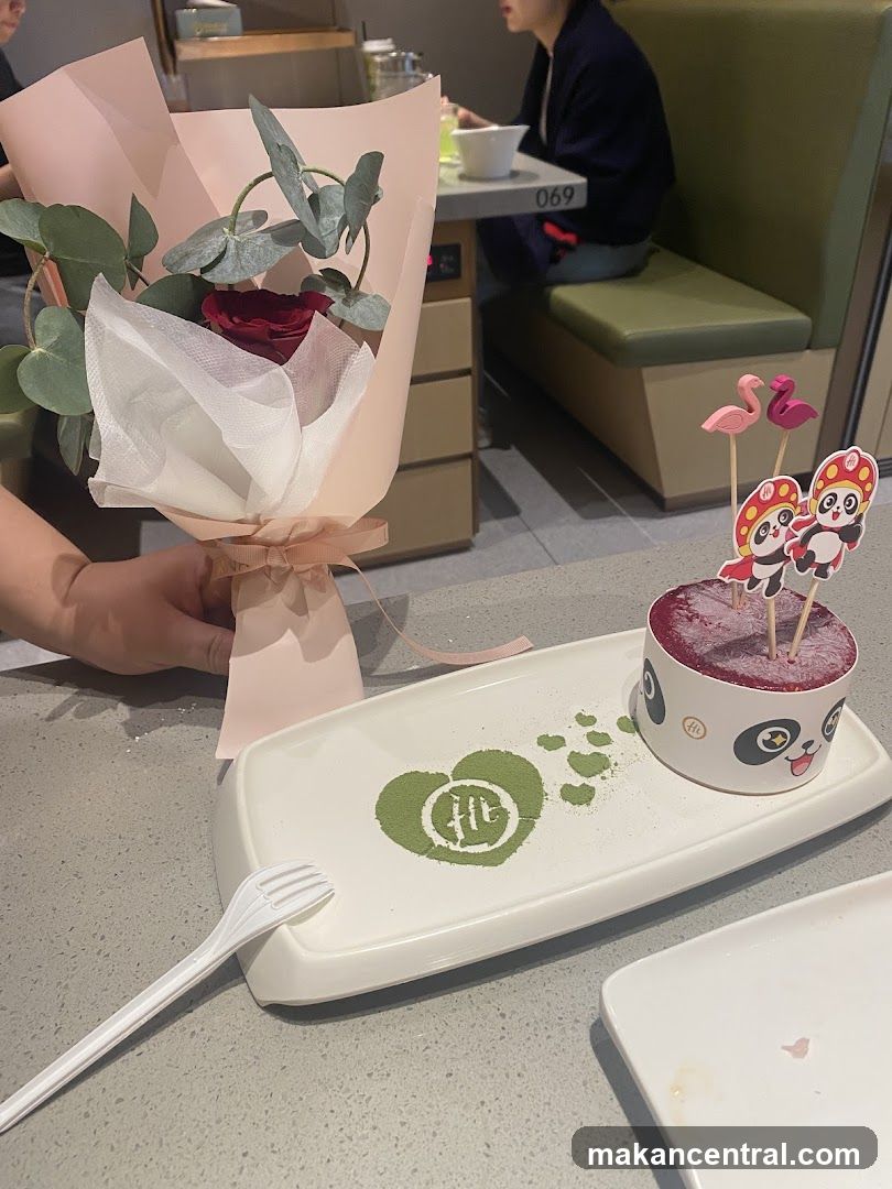 Dessert with Flower Bouquet