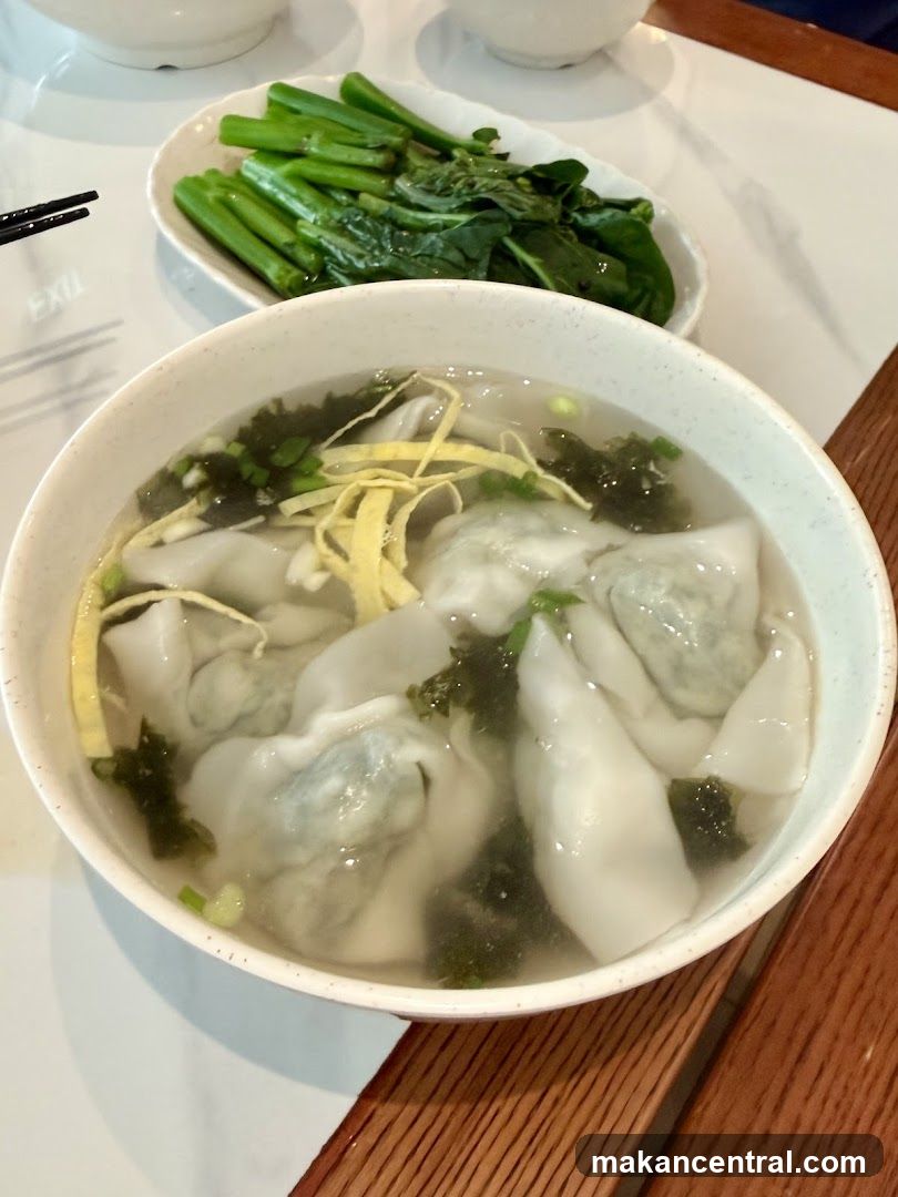 Dumplings in Broth with Side of Greens