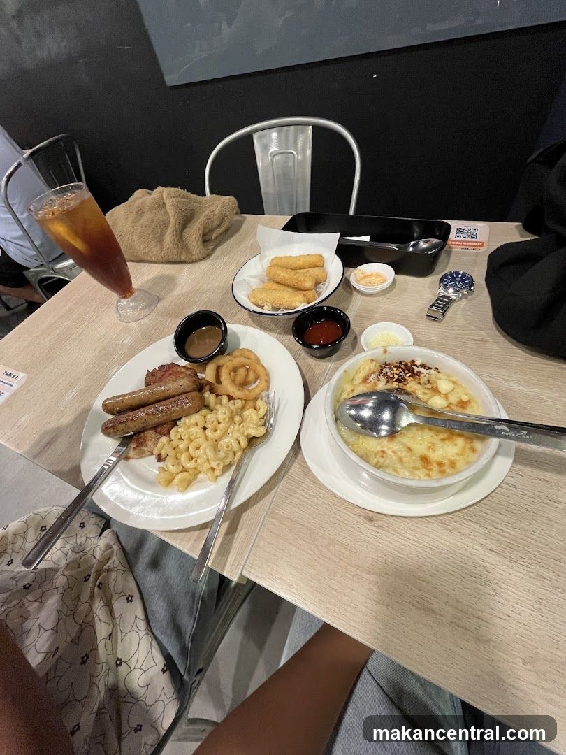 Table with food and drinks