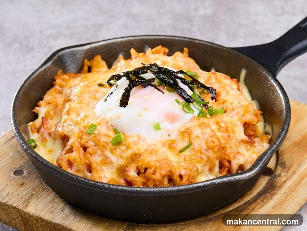 Cheesy Kimchi Fried Rice with Egg