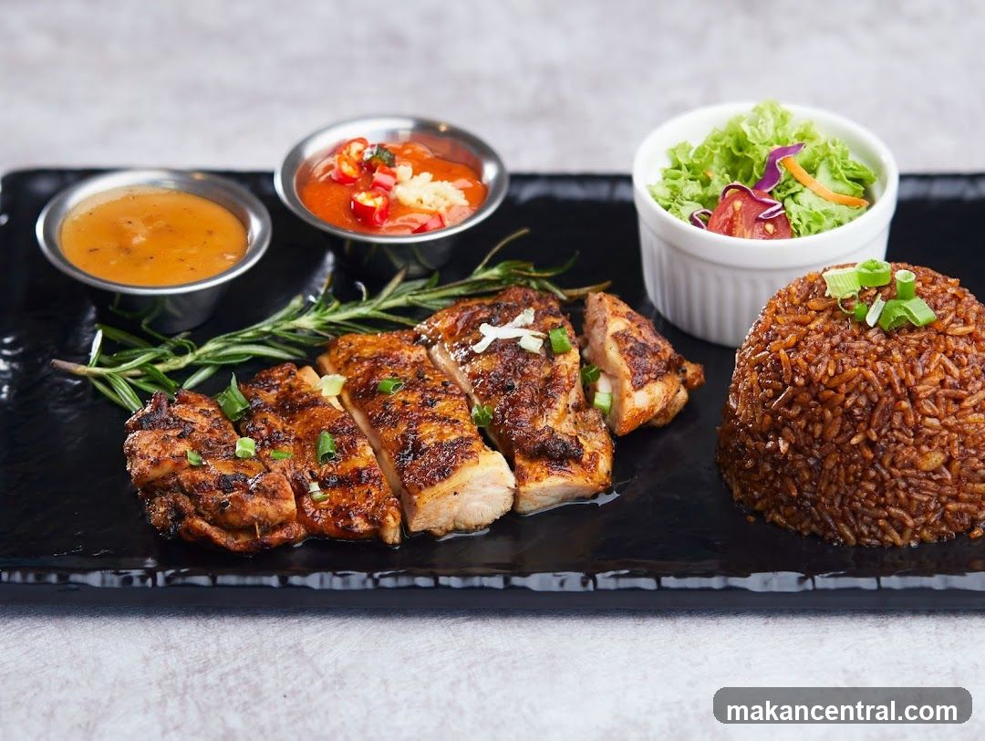 Grilled Chicken with Rice and Salad