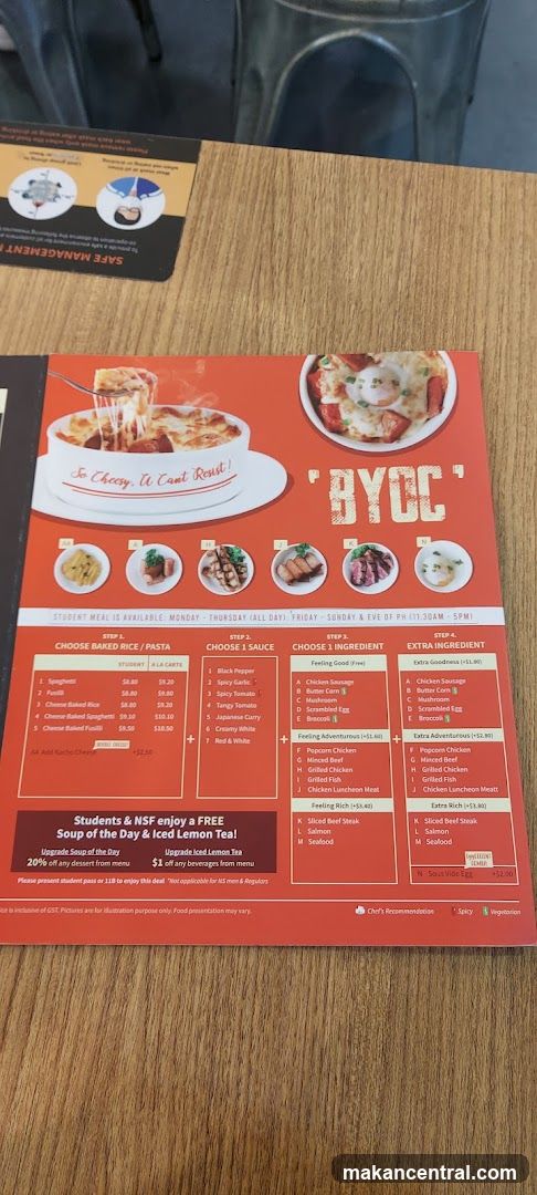 BYCC Menu