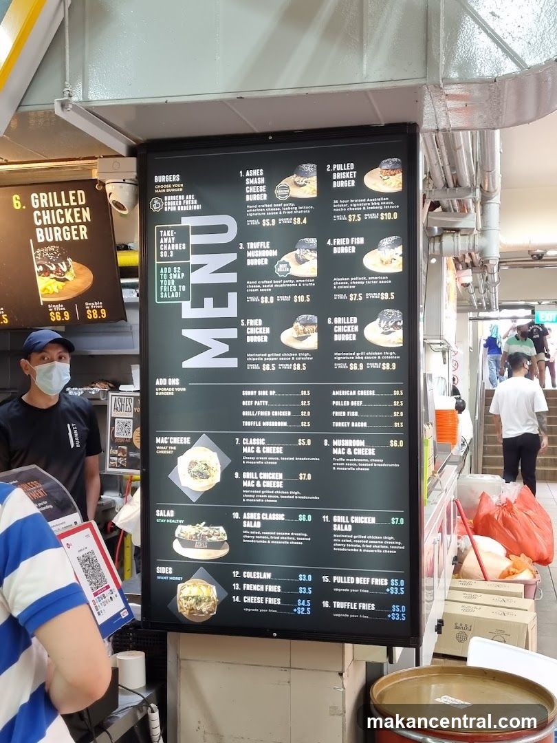 Ashes Smash Cheese Burger Menu