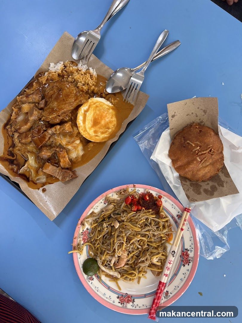Food on a blue table