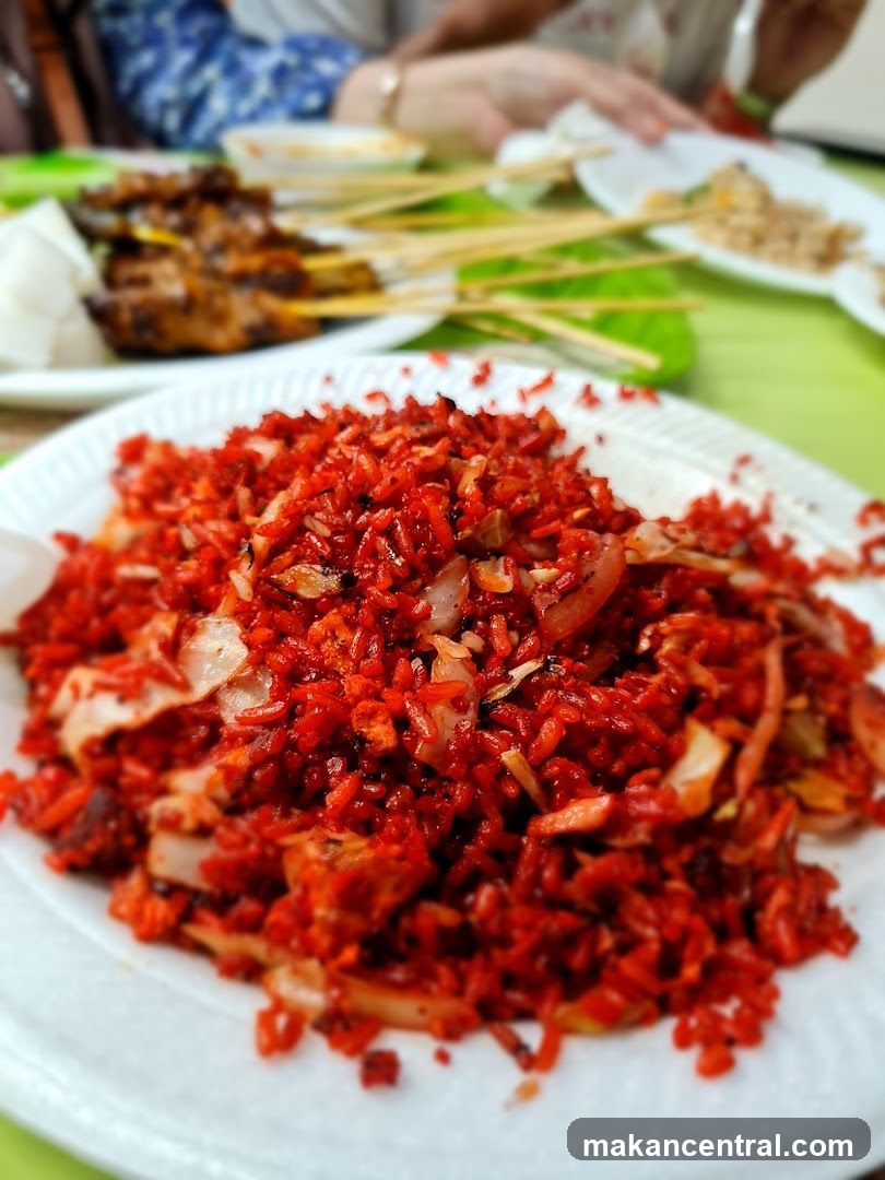 Red Fried Rice with Satay