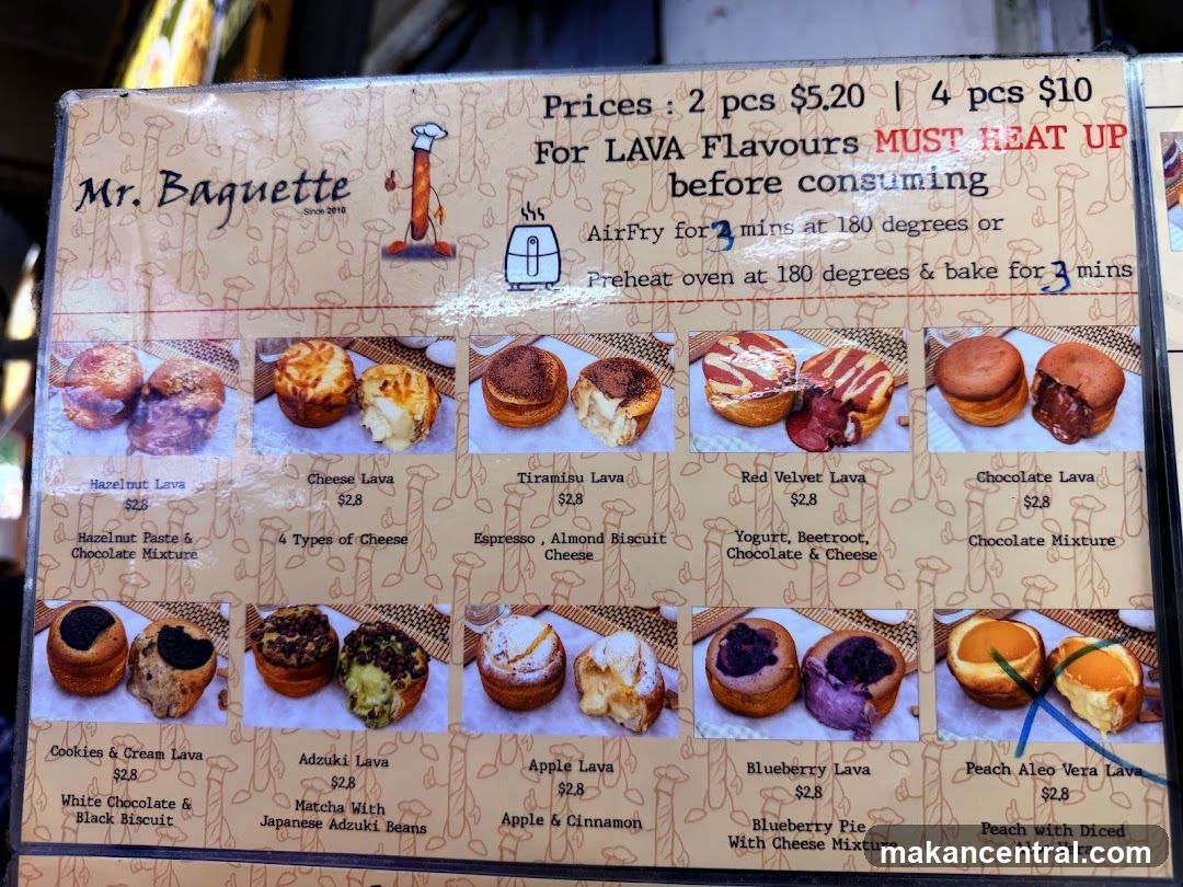 Mr. Baguette Menu
