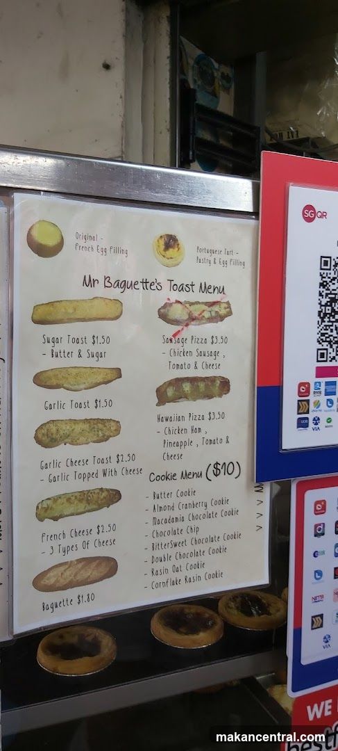 Mr Baguette's Toast Menu
