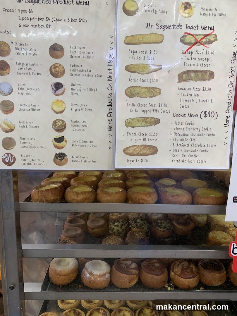 Mr Baguettes Product Menu & Toast Menu