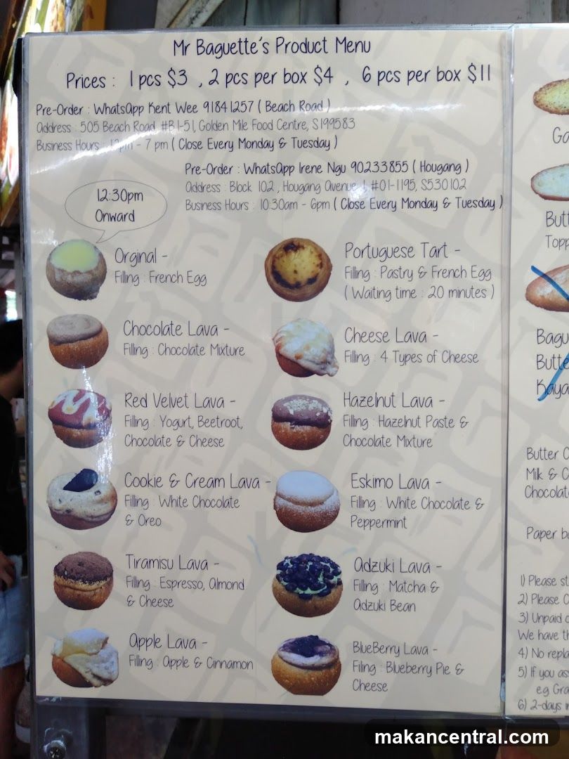 Mr Baguette's Product Menu