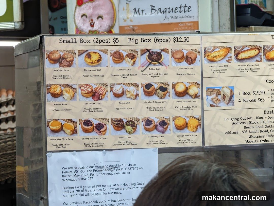 Mr. Baguette Menu