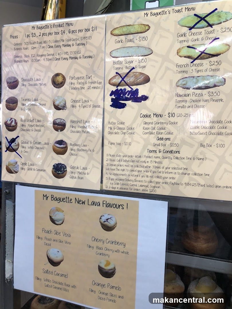 Mr Baguette's Product Menu