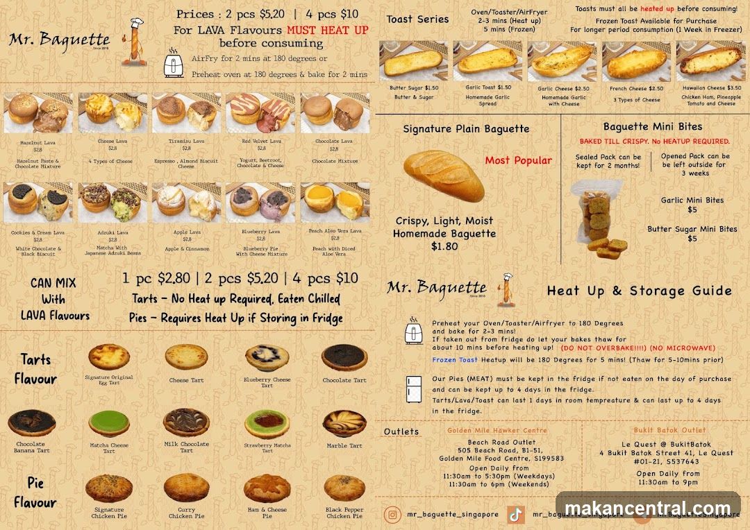 Mr. Baguette Menu