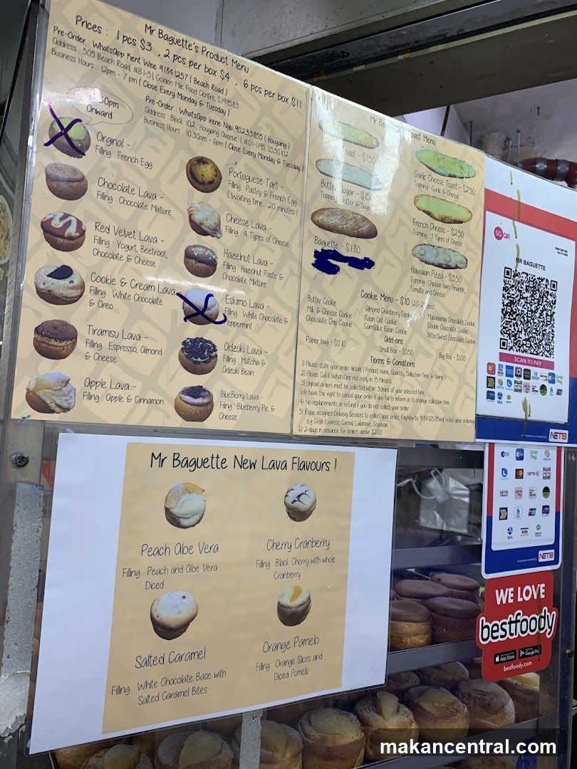 Mr Baguette's Product Menu
