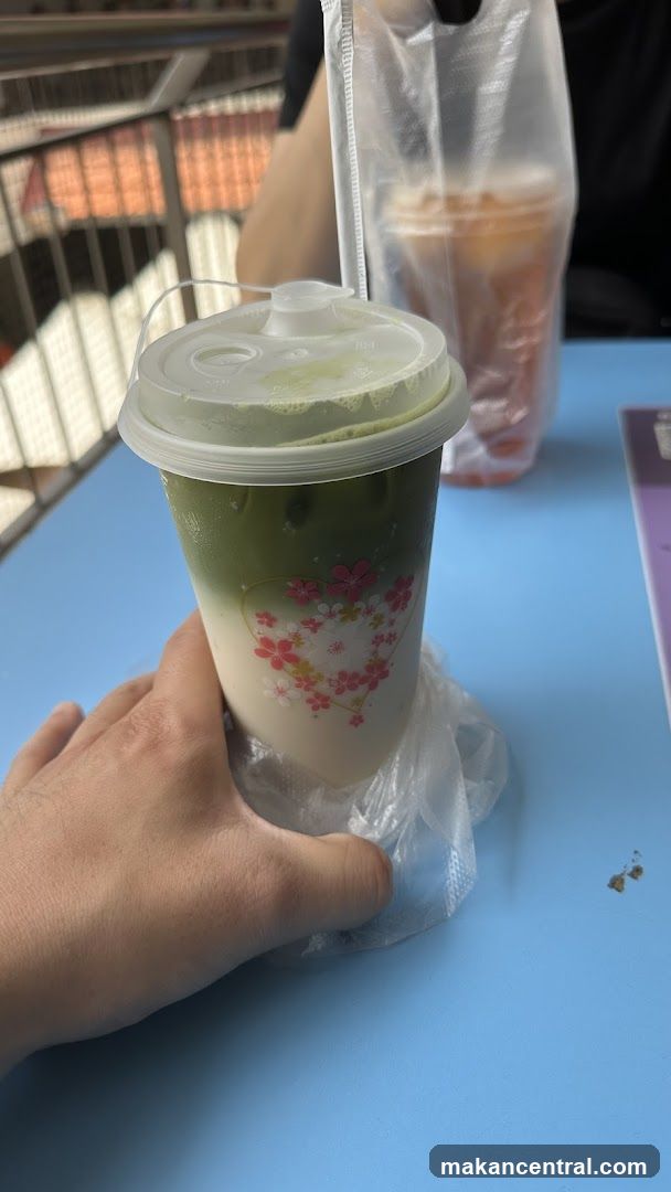 Matcha Latte with Flowers