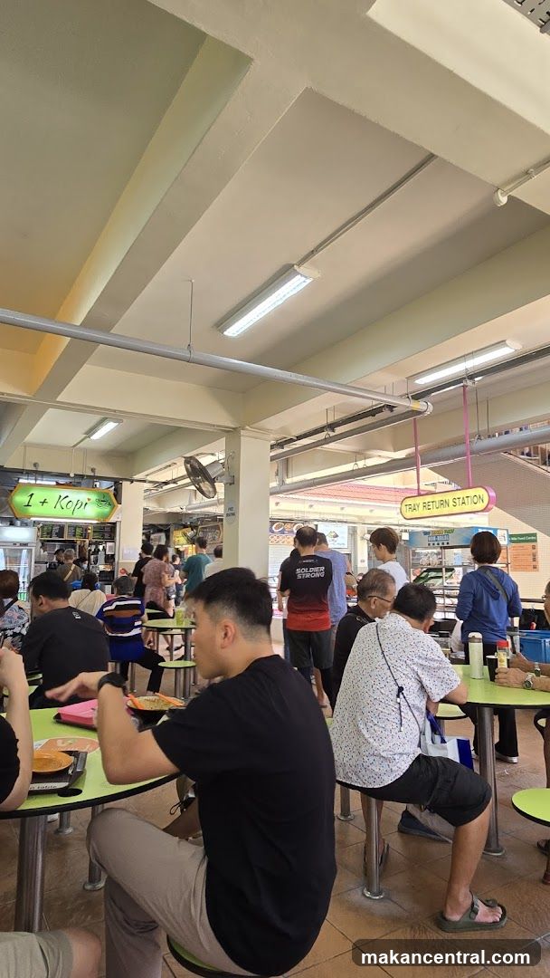 Food court interior with diners