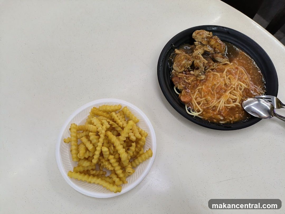 Chicken Spaghetti and Fries