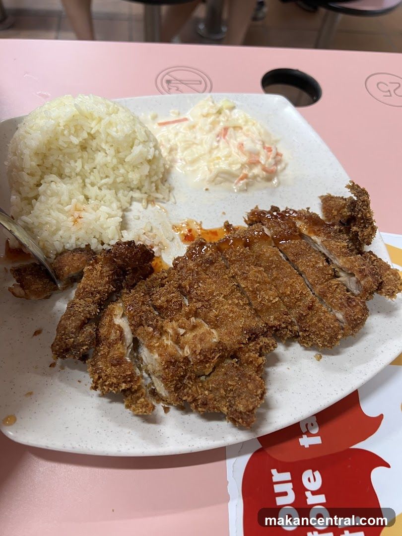 Fried Chicken Cutlet with Rice and Coleslaw