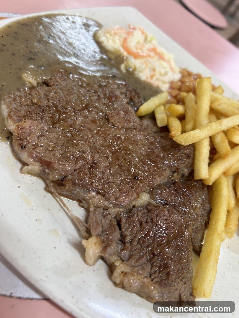 Steak with Fries and Coleslaw
