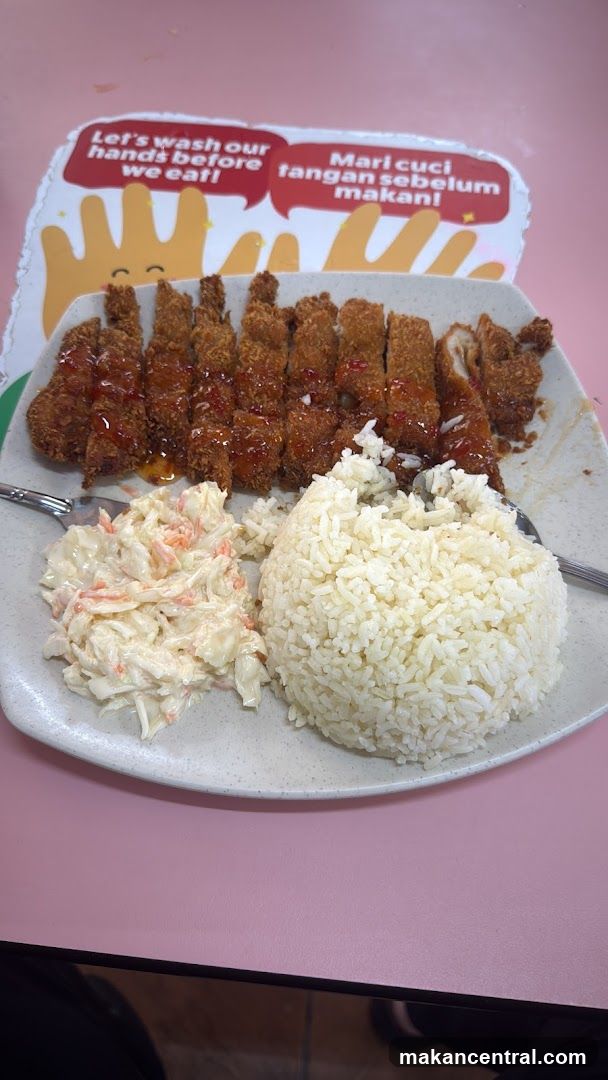 Fried Chicken with Rice and Coleslaw