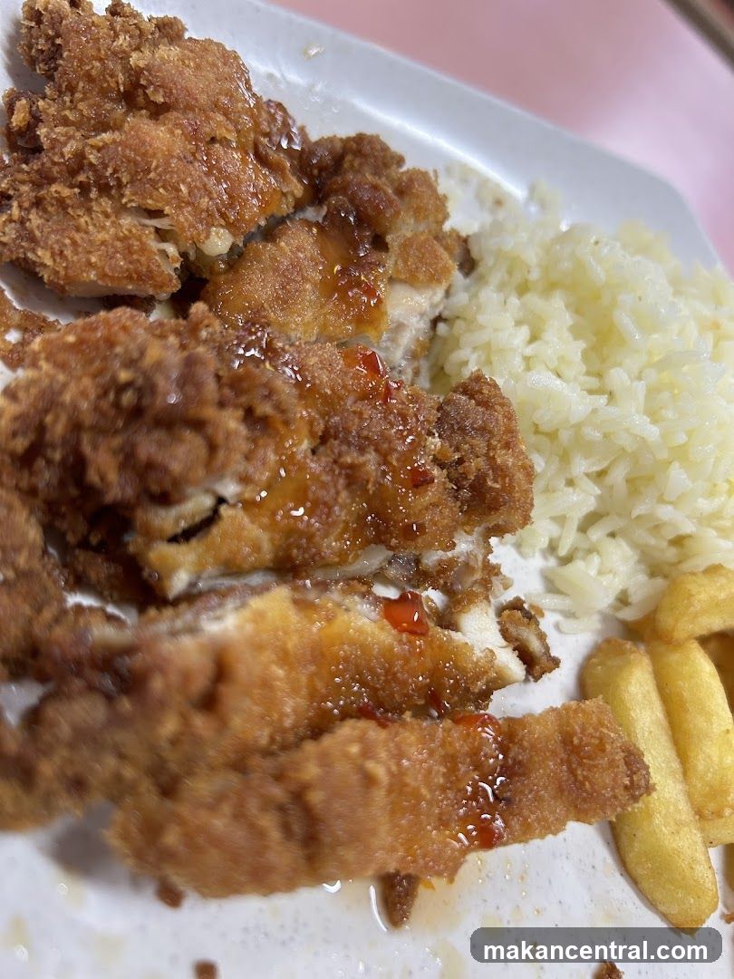 Fried Chicken with Rice and Fries