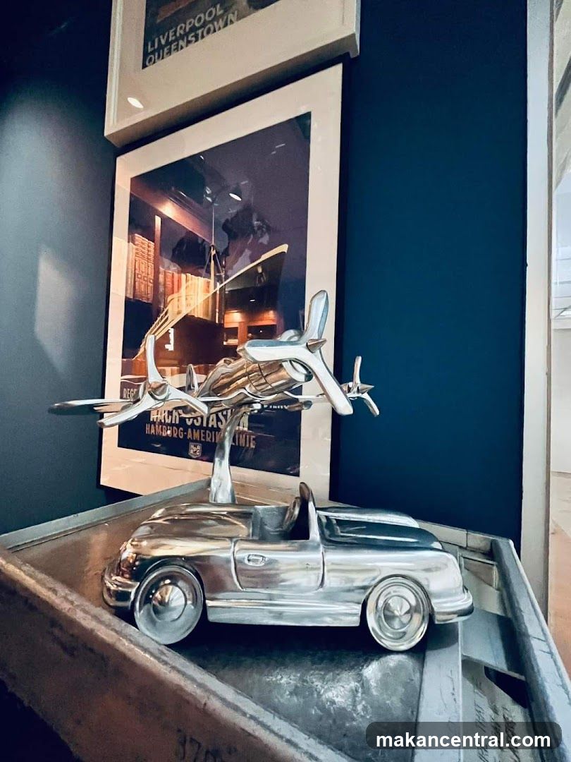 Silver Airplane and Car Models