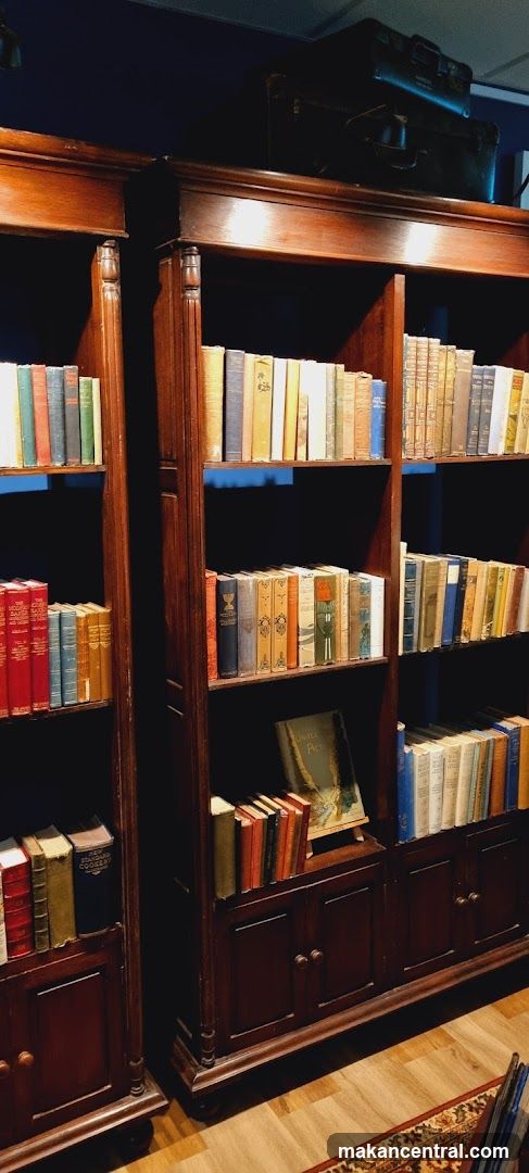 Bookshelves with antique books
