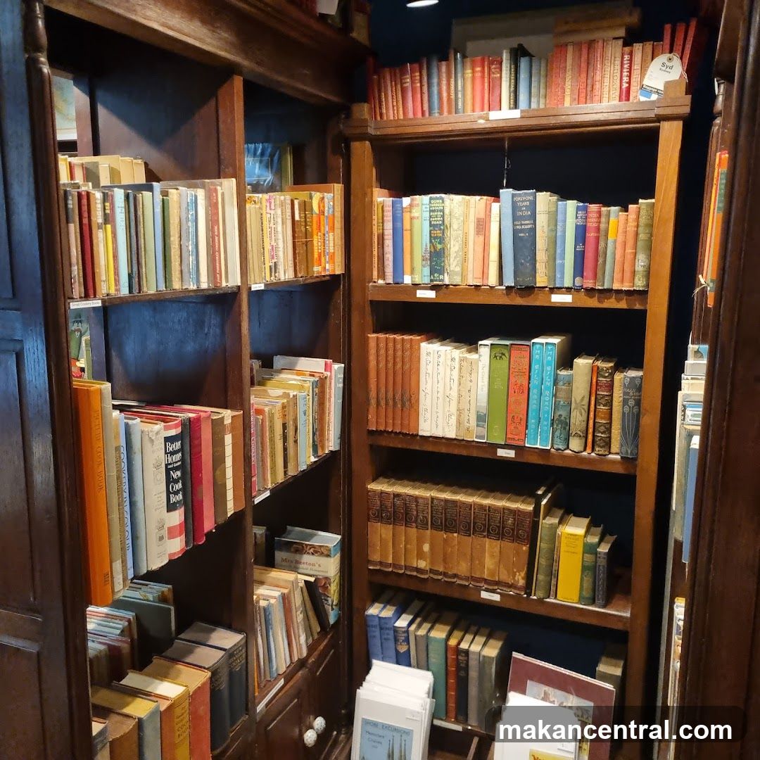 Bookshelves in a store
