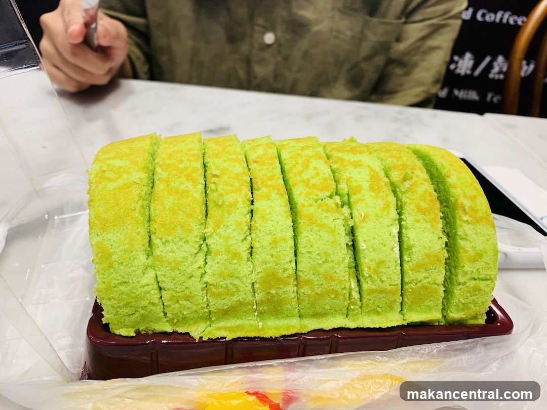 Sliced Green Roll Cake