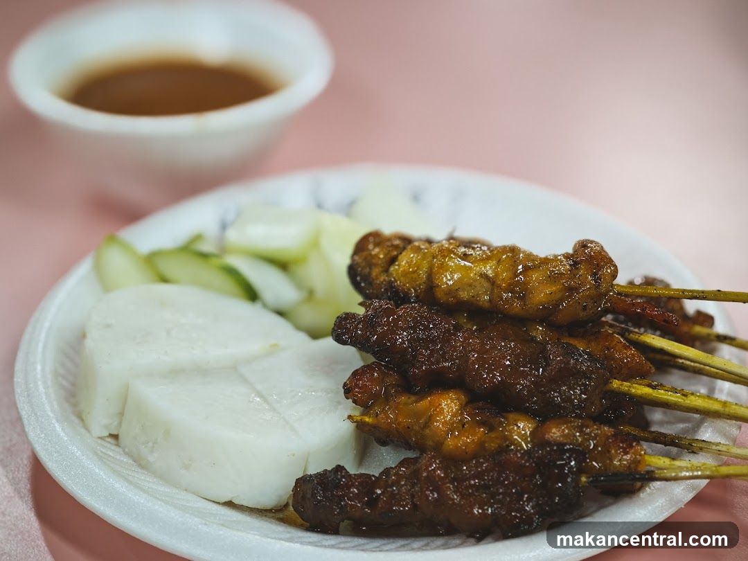 Satay Skewers with Rice Cakes and Cucumber