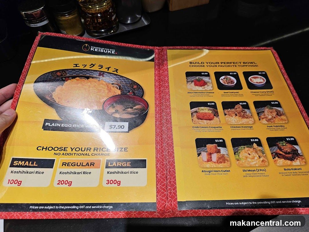 Scrambled Egg Rice Menu