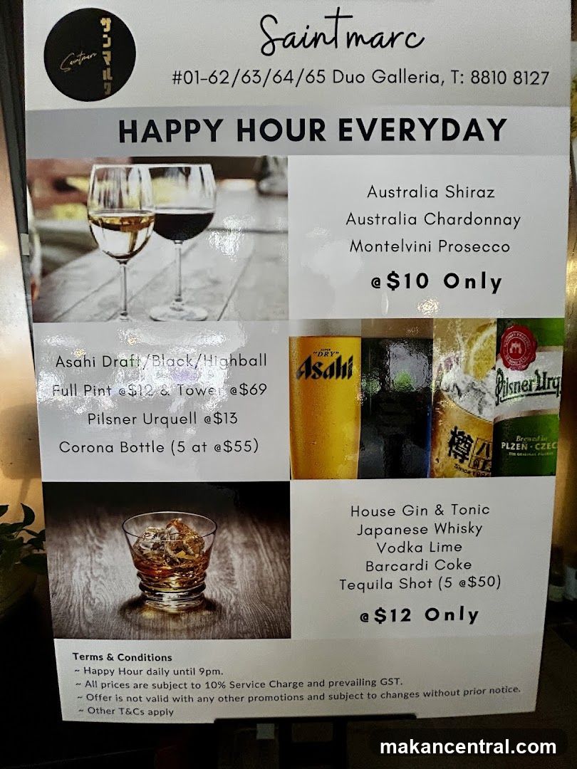 Saintmarc Happy Hour Menu