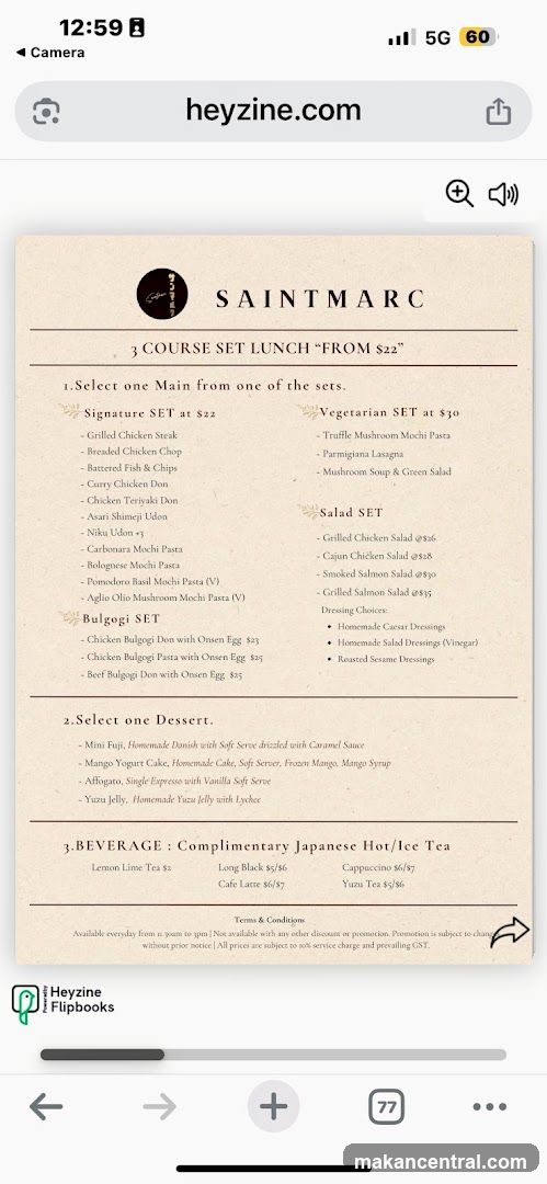 SAINTMARC 3 COURSE SET LUNCH