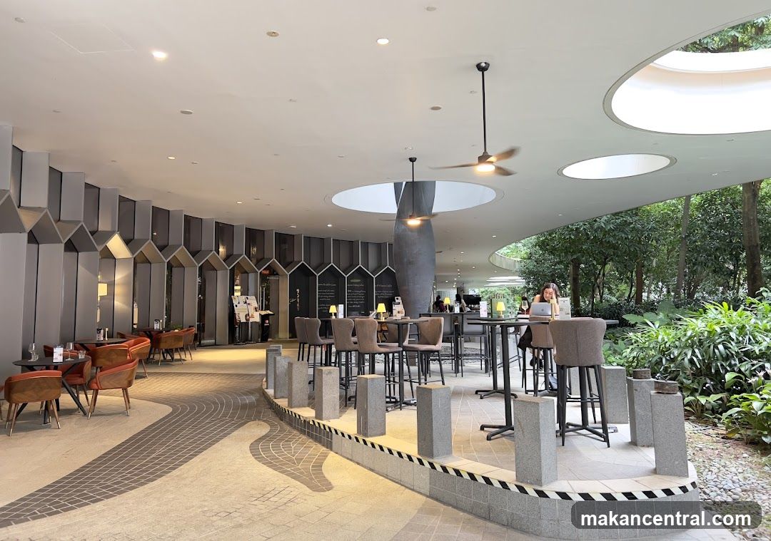 Modern Cafe Interior with Outdoor Seating
