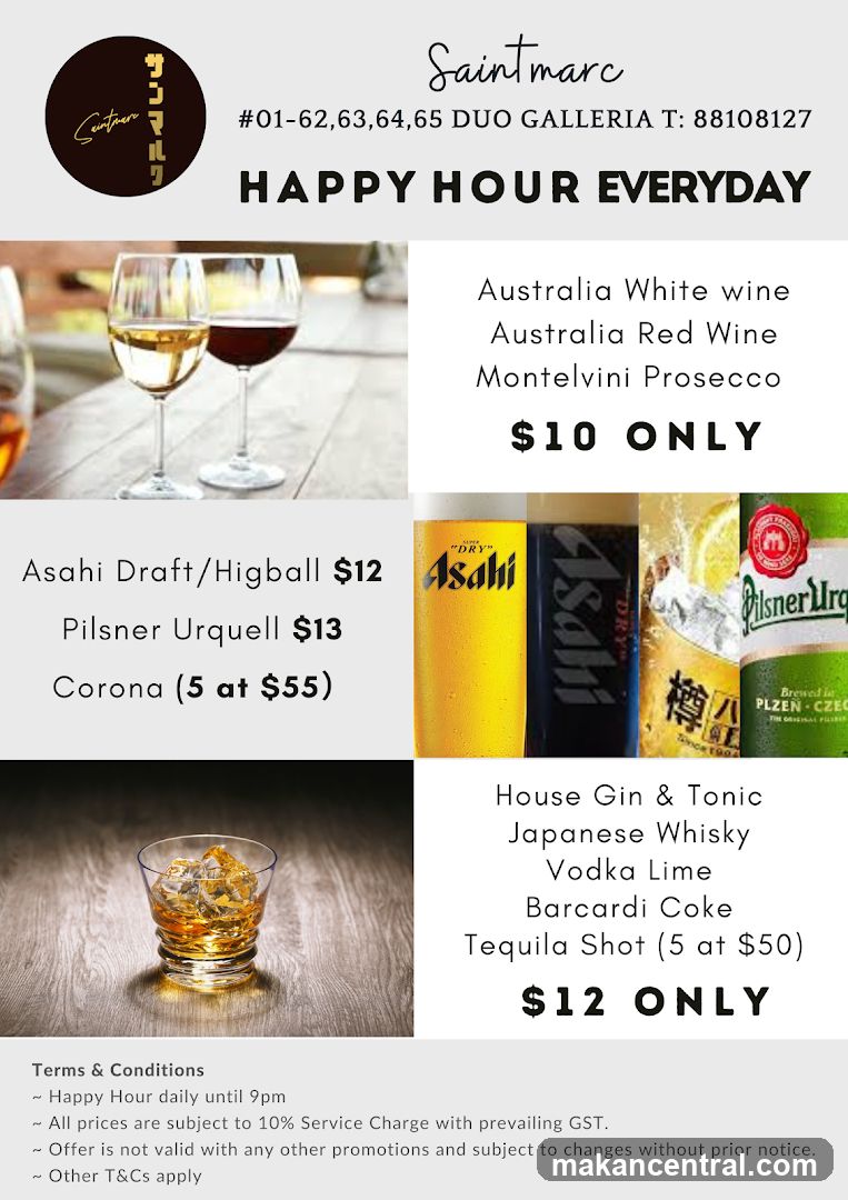 Saintmarc Happy Hour Menu