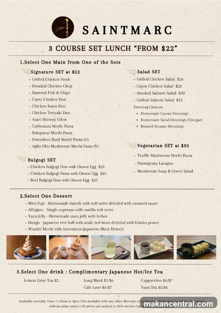 SAINTMARC 3 COURSE SET LUNCH "FROM $22"