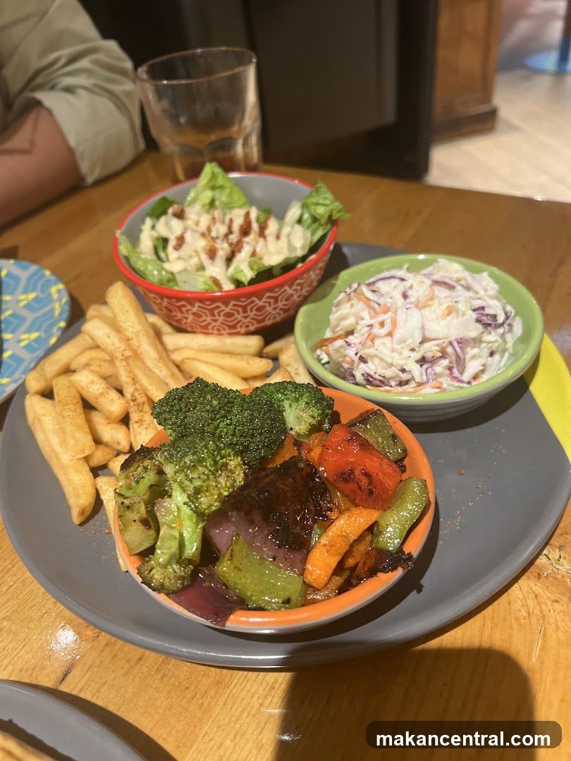 Vegetable Medley with Fries and Salad