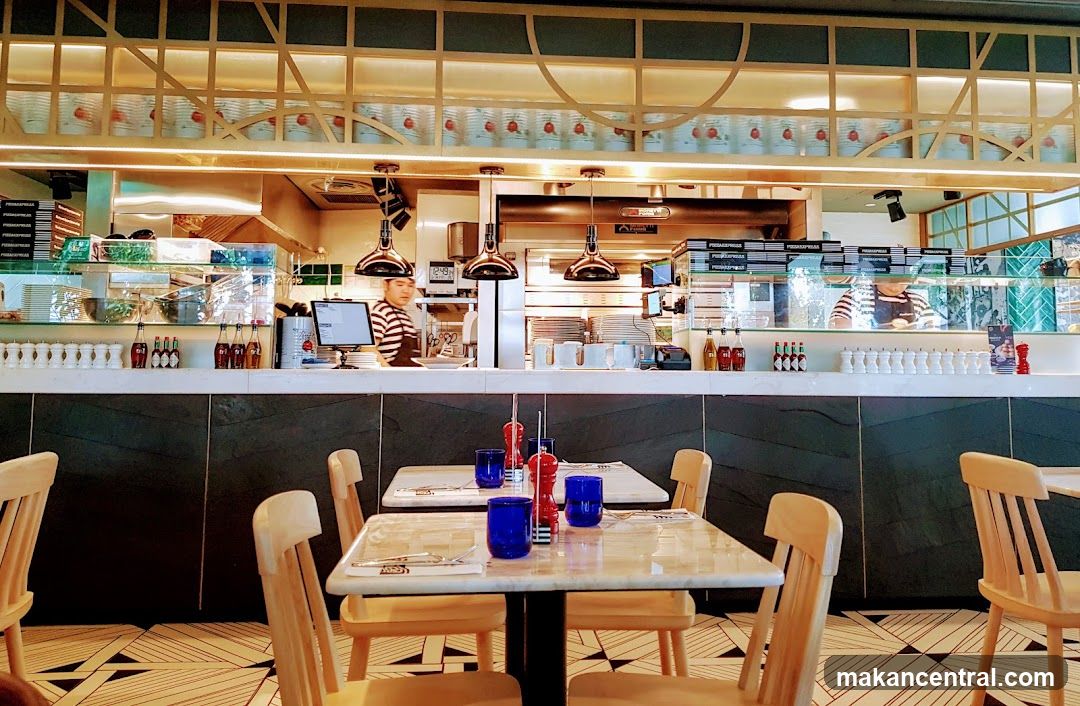 Restaurant Interior with Open Kitchen