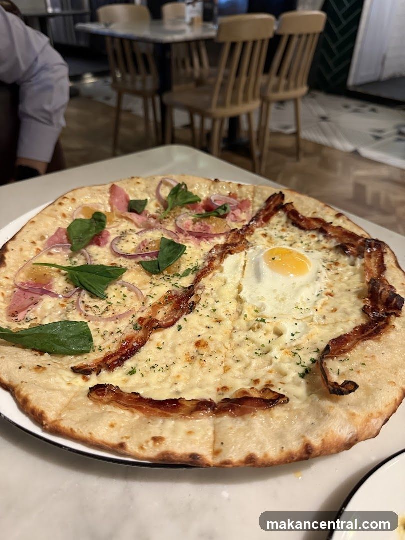 Pizza with Egg and Bacon