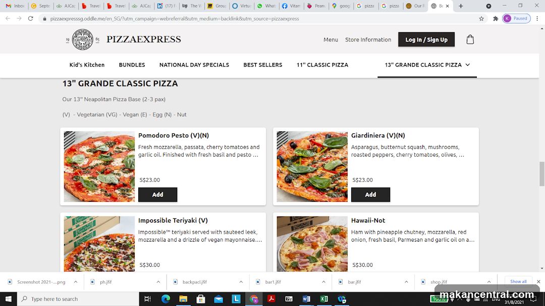 Pizza Menu