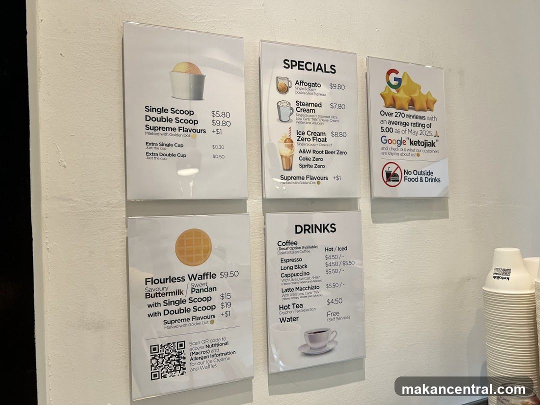 Menu and Google Reviews