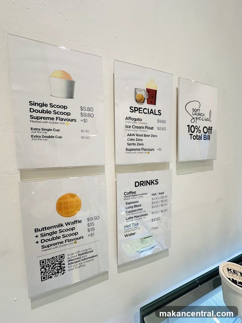 Ice Cream and Waffle Menu