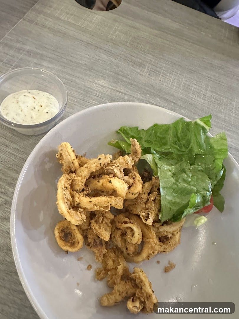 Fried Calamari with Salad and Dip