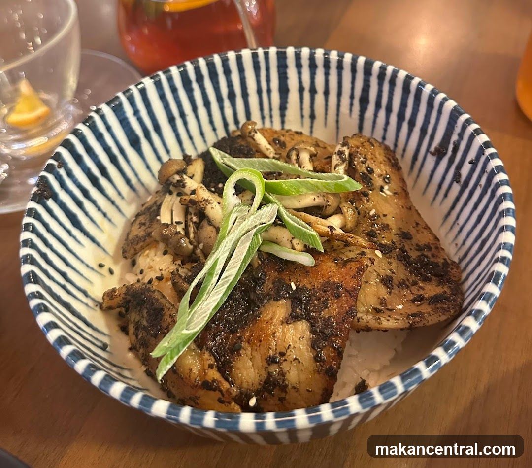 Bowl of Rice with Meat and Mushrooms